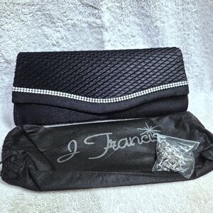 Elegant Black Clutch with Silver Accents